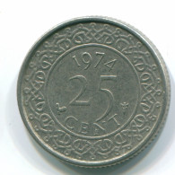 25 CENTS 1974 SURINAME NÉERLANDAIS NETHERLANDS Nickel Colonial Pièce #S11229.F.A - Surinam 1975 - ...