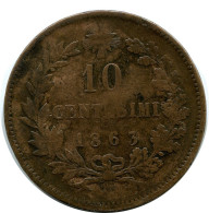 10 CENTESIMI 1863 ITALY Coin Vittorio Emanuele II #AZ862.U.A - 1861-1878 : Victor Emmanuel II.