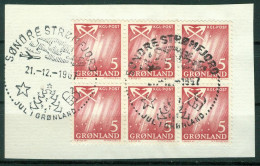 Bm Greenland 1963 MiNr 48 Block Of 6 Used | Northern Lights (Søndre Strømfjord "Jul I Grønland") #kar-1504b - Usati