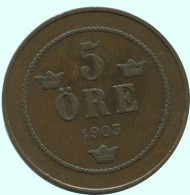 5 ORE 1903 SUECIA SWEDEN Moneda #AC676.2.E.A - Svezia