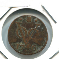 1746 UTRECHT VOC DUIT NEERLANDÉS NETHERLANDS Colonial Moneda #VOC1702.10.E.A - Indes Neerlandesas