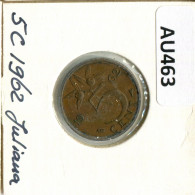 5 CENTS 1962 NIEDERLANDE NETHERLANDS Münze #AU463.D.A - 1948-1980 : Juliana