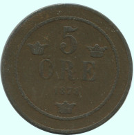 5 ORE 1878 SCHWEDEN SWEDEN Münze #AC592.2.D.A - Suecia