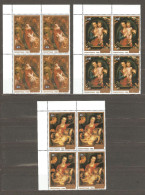 Cook Islands: Full Set Of 3 Mint Stamps In Block Of 4, Christmas - Paintings By Rubens, 1986, Mi#1125-7, MNH. - Cookeilanden