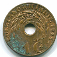 1 CENT 1945 P INDIAS ORIENTALES DE LOS PAÍSES BAJOS INDONESIA Bronze #S10380.E.A - Nederlands-Indië