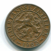 1 CENT 1965 ANTILLAS NEERLANDESAS Bronze Fish Colonial Moneda #S11111.E.A - Antille Olandesi