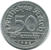 50 PFENNIG 1922 E ALLEMAGNE Pièce GERMANY #AE431.F.A - 50 Renten- & 50 Reichspfennig