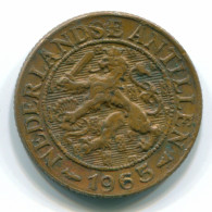 1 CENT 1965 NETHERLANDS ANTILLES Bronze Fish Colonial Coin #S11113.U.A - Antille Olandesi