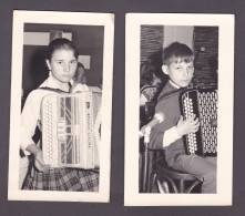 Lot 2 Photo Originale Enfant Garcon Fille Accordeon Paolo Sopran Accordeonniste Arch. Famille De Hannonville Suzemont - Sin Clasificación