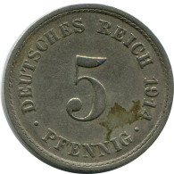 5 PFENNIG 1914 A DEUTSCHLAND Münze GERMANY #DB170.D.A - 5 Pfennig