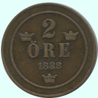 2 ORE 1888 SCHWEDEN SWEDEN Münze #AC909.2.D.A - Zweden