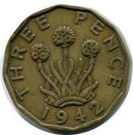 THREEPENCE 1942 UK GRANDE-BRETAGNE GREAT BRITAIN ARGENT Pièce #BB042.F.A - F. 3 Pence