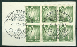 Bm Greenland 1963 MiNr 49 Block Of 6 Used | Northern Lights (Søndre Strømfjord "Jul I Grønland") #kar-1505b - Usados