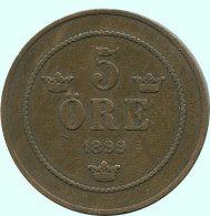 5 ORE 1899 SWEDEN Coin #AC660.2.U.A - Zweden