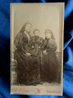 Photo Cdv A. Vinet à Parthenay - Jeune Femme Et 2 Enfants, Circa 1890 L440 - Alte (vor 1900)