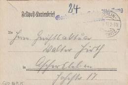 Feldpost-Kartenbrief - Garde-Train-Ersatz-Abtlg. - Berlin 1917 (69358) - Lettres & Documents