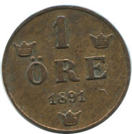 1 ORE 1891 SWEDEN Coin #AD415.2.U.A - Zweden