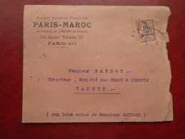 LF1 - Affranchissement Par  YT 29 Sur Enveloppe à En-tête Société Paris-Maroc - Casablanca 1914 - Briefe U. Dokumente