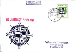 (L 6) Cachetumschlag "SCHIFFAHRTSBETRIEBE OSTERWISCH&SOHN - MS. "LÜBBECKE/3560 Tdw - EF BRD TST 13.12.72 HAMBURG - Maritime