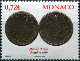 MONACO - 2008 - STAMP MNH ** - Coins - 100 Francs; Rainier III (1950) - Unused Stamps