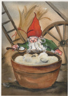 BABBO NATALE Buon Anno Natale GNOME Vintage Cartolina CPSM #PBL740.A - Santa Claus