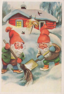 SANTA CLAUS Happy New Year Christmas GNOME Vintage Postcard CPSM #PBL603.A - Santa Claus