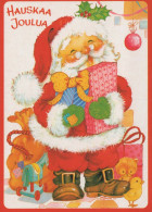 PAPÁ NOEL Feliz Año Navidad Vintage Tarjeta Postal CPSM #PBL484.A - Santa Claus