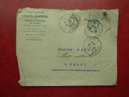 LF1 - Affranchissement Par  Deux YT 28 Sur Enveloppe à En-tête Société Chaux, Ciments - Casablanca - 1914 - Brieven En Documenten