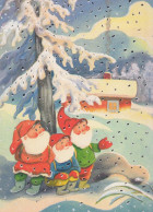 SANTA CLAUS Happy New Year Christmas GNOME Vintage Postcard CPSM #PBB487.A - Santa Claus