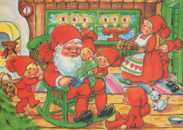 SANTA CLAUS Happy New Year Christmas GNOME Vintage Postcard CPSM #PBA926.A - Kerstman