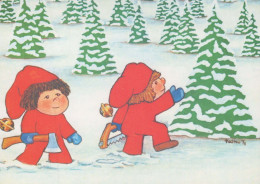 SANTA CLAUS Happy New Year Christmas GNOME Vintage Postcard CPSM #PAY609.A - Santa Claus