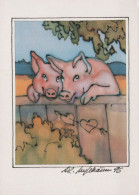 MAIALE Animale Vintage Cartolina CPSM #PBR761.A - Maiali