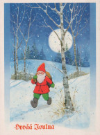 PÈRE NOËL Bonne Année Noël GNOME Vintage Carte Postale CPSM #PBO084.A - Kerstman