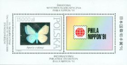 POLOGNE 1991 - Phila Nippon'91 - Papillon Hologramme - BF - Blocchi E Foglietti