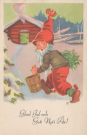 PÈRE NOËL Bonne Année Noël GNOME Vintage Carte Postale CPSMPF #PKD378.A - Kerstman
