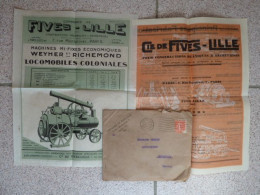 LF1 - Publicité Fives-Lilles Sous Enveloppe Envoyée à Petijean Maroc En 1927 - Locomobiles Coloniales - Agriculture - Publicités
