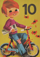 JOYEUX ANNIVERSAIRE 10 Ans GARÇON ENFANTS Vintage Postal CPSM #PBT839.A - Geburtstag