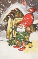 WEIHNACHTSMANN SANTA CLAUS Neujahr Weihnachten GNOME Vintage Ansichtskarte Postkarte CPSMPF #PKG393.A - Kerstman