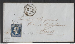 RARE Le VRAI BLEU NOIR Sur Lettre N°14Ab TBE Signé Cote 350€ - 1853-1860 Napoléon III