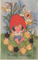 EASTER CHILDREN EGG Vintage Postcard CPA #PKE346.A - Pâques
