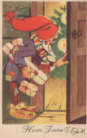 BABBO NATALE Buon Anno Natale GNOME Vintage Cartolina CPSMPF #PKD982.A - Kerstman