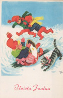 WEIHNACHTSMANN SANTA CLAUS Neujahr Weihnachten GNOME Vintage Ansichtskarte Postkarte CPSMPF #PKD854.A - Kerstman