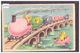 JOYEUSES PAQUES - POUSSINS HUMANISES - TRAIN D'OEUFS - TB - Ostern