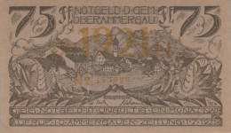 75 PFENNIG 1921 Stadt OBERAMMERGAU Bavaria UNC DEUTSCHLAND Notgeld #PJ173 - Lokale Ausgaben