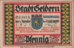 75 PFENNIG 1921 Stadt GELDERN Rhine DEUTSCHLAND Notgeld Banknote #PF700 - [11] Emissions Locales