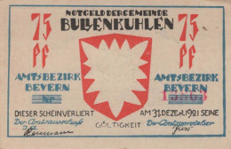 75 PFENNIG 1921 Stadt BULLENKUHLEN Schleswig-Holstein UNC DEUTSCHLAND #PA207 - [11] Lokale Uitgaven