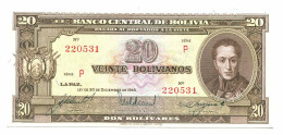BOLIVIA 20 BOLIVIANOS 1945 SERIE P AUNC Paper Money Banknote #P10798X.4 - [11] Emissions Locales
