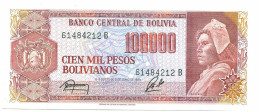 BOLIVIA 100 000 PESOS BOLIVIANOS 1984 AUNC Paper Money Banknote #P10816.4 - Lokale Ausgaben