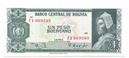 BOLIVIA 1 PESO 1962 AUNC Paper Money Banknote #P10787.4 - [11] Local Banknote Issues