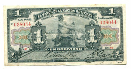 BOLIVIA 1 BOLIVIANO 1911 SERIE 02 Paper Money Banknote #P10781.4 - Lokale Ausgaben